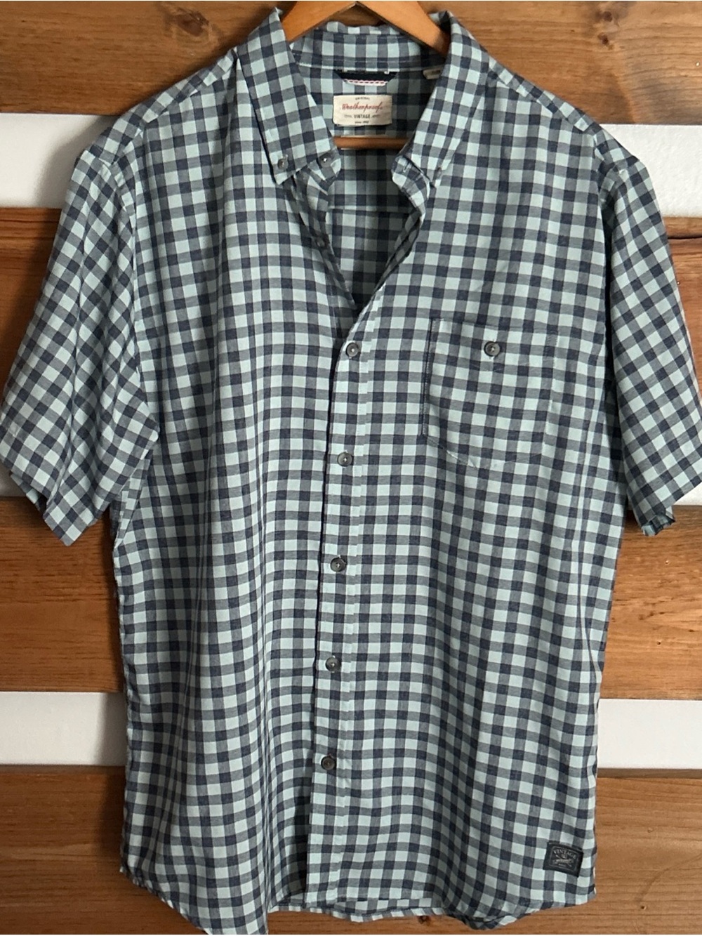 Original Weatherproof Vintage Performance Plaid Short Sleeve Button Down Size L